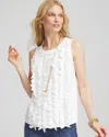 Chico's 3d Ruffle Front Tank Top In White Size 16/18 |  In Alabaster