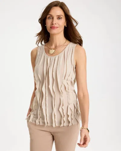 Chico's 3-d Ruffled Tank In Taupe In Brown