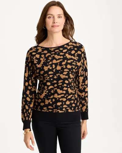 Chico's Abstract Bateau Dolman Sweater In Black