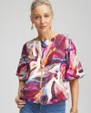 Chico's Abstract Bubble Hem Top In Sweet Berry Size 16/18 |  In Sweet Berry