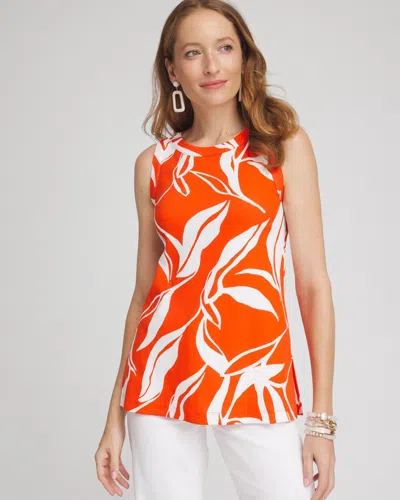 Chico's Abstract Button Detail Tunic Top In Valencia Orange Size 16/18 |