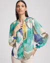 Chico's Abstract Crinkle Blouse In English Cream Size 16/18 |  In English Cream