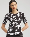 CHICO'S ABSTRACT EVERYDAY ELBOW SLEEVE TEE IN BLACK SIZE 4/6 | CHICO'S
