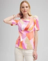 CHICO'S ABSTRACT EVERYDAY ELBOW SLEEVE TEE IN ORANGE SIZE 16/18 | CHICO'S