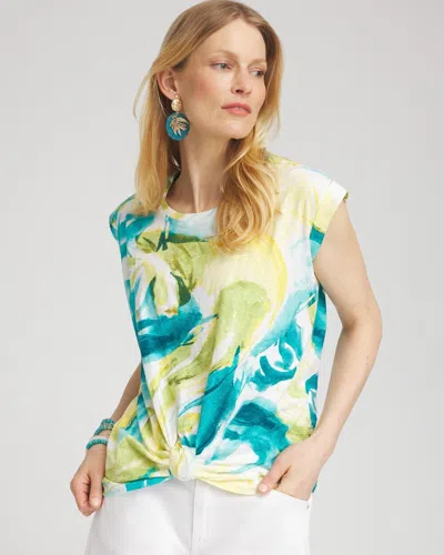 Chico's Abstract Knot Front Tee In Oceano Size 16/18 |  In Multi
