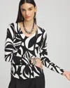 Chico's Abstract Print V-neck Pullover Sweater In Black Size 20/22 |  In Black