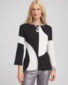 Chico's Abstract Pullover Sweater In Black Size 20/22 |  In Black