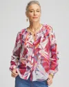 Chico's Abstract Ruffles Crinkle Blouse In Sweet Berry Size 16/18 |  In Sweet Berry