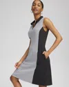 CHICO'S UPF SUN PROTECTION KNIT BLOCK STRIPE DRESS IN BLACK SIZE 8/10 | CHICO'S ZENERGY ACTIVEWEAR