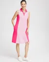 CHICO'S UPF SUN PROTECTION KNIT BLOCK STRIPE DRESS IN PINK BROMELIAD SIZE 20/22 | CHICO'S ZENERGY ACTIVEWEAR