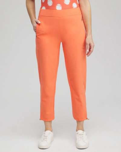 Chico's Upf Sun Protection Bungee Cropped Pants In Orange Size 16/18 |  Zenergy Activewear In Nectarine
