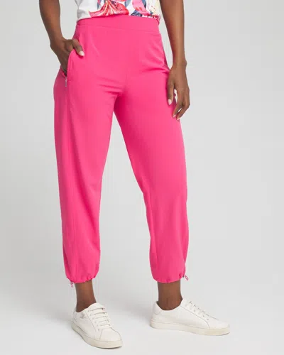 Chico's Upf Sun Protection Bungee Cropped Pants In Pink Bromeliad Size 4 |  Zenergy Activewear