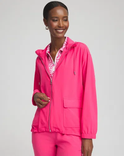Chico's Upf Sun Protection  Bungee Hem Jacket In Pink Bromeliad Size Xs |  Zenergy