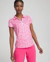 CHICO'S UPF SUN PROTECTION REEF CAP SLEEVE POLO TOP IN PINK BROMELIAD SIZE 8/10 | CHICO'S ZENERGY ACTIVEWEAR