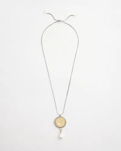 Chico's Adjustable Coin Pendant Necklace |  In Silver