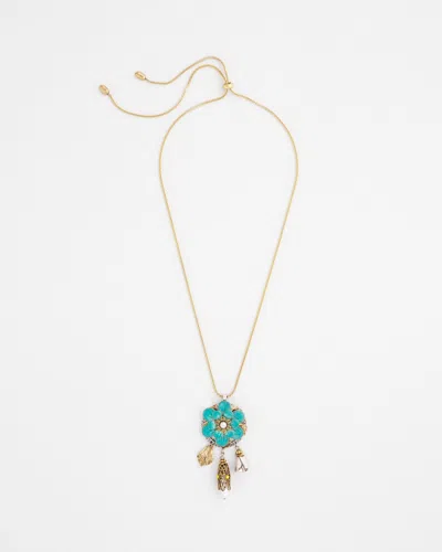 Chico's Adjustable Flower Charm Pendant Necklace |  In Multicolor