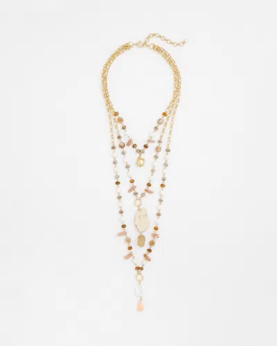 CHICO'S ADJUSTABLE MULTI-STRAND SEMI-PRECIOUS STONE NECKLACE | CHICO'S