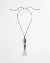 Chico's Adjustable Painted Wood Pendant Necklace |  In Blue Multi