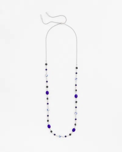Chico's Adjustable Sodalite Stone Single-strand Necklace |  In Blue/white