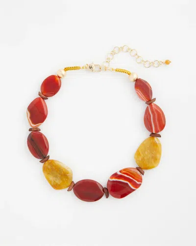 Chico's Agate & Jade Mixed Stone Bib Necklace In Multi
