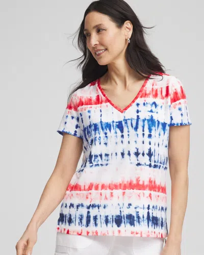 Chico's Americana Tie-dye V-neck Tee In