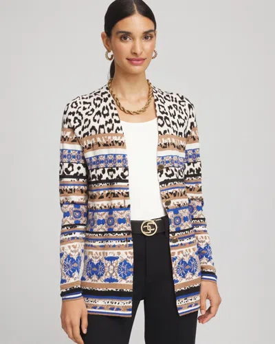 Chico's Animal Fair Isle Cardigan Sweater In Cream In Multi