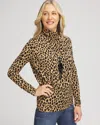 Chico's Animal Print Banded Hem Top In Tan Size 12/14 |  In Camel