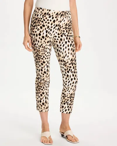 Chico's Animal Print Brigitte Slim Pull-on Crop Pants In Black In Neutral