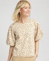 Chico's Animal Print Bubble Sleeve Top In Neutral