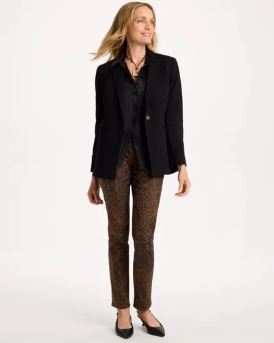 Chico's Animal Print Coated Girlfriend Slim Ankle Jeans