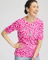 Chico's Animal Print Crewneck Pima Tee In Pink