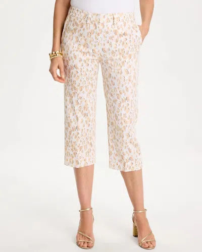 Chico's Animal Print Emme Sateen Straight Capri Pants In Mocha Mousse In Multi