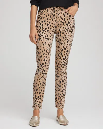 Chico's Animal-print Girlfriend Slim-ankle Jeans In Caramel Apple In Brown