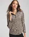 Chico's Animal-print Half-zip Pullover Top In Tan In Animal Print