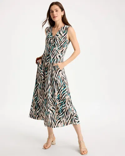 Chico's Animal Print Jersey Knit Dress In Jade Glow In Multi