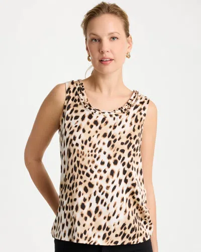 Chico's Animal Print Jersey Satin Tank Top In Black