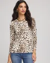 Chico's Animal Print Touch Of Cool Layering Tee In Cream In Multi