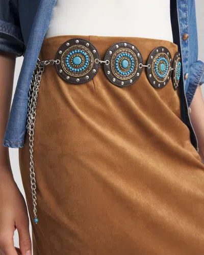 Chico's Antique Silver Motif Medallion Chain Belt In Neutral