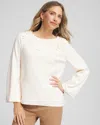 Chico's Appliqu Flared-sleeve Sweater In Cream