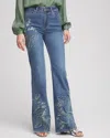 Chico's Applique Decorated Denim Jeans In Fernanda Indigo Size 16 |  In Fernanda Indigo