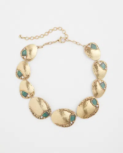 Chico's Aqua & Gold Collar Necklace |  In Blue