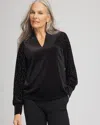 Chico's Art Deco Velvet Burnout Top In Black In Black