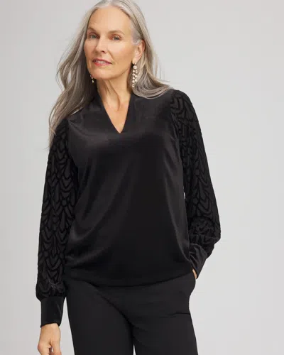 Chico's Art Deco Velvet Burnout Top In Black