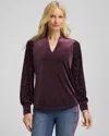 Chico's Art Deco Velvet Burnout Top In Night Bloom In Purple