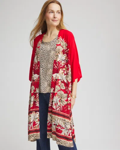 Chico's Art Nouveau Long Kimono In