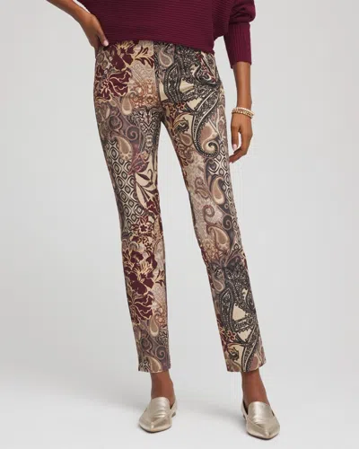 Chico's Artisan Patchwork Juliet Slim Ankle Pants In Gray