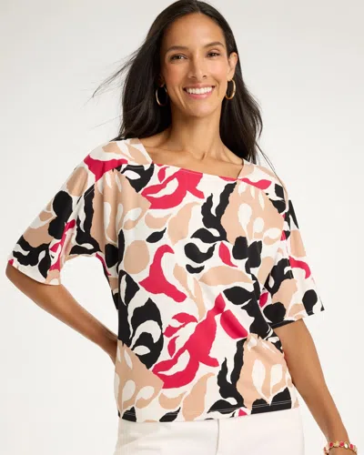 Chico's Artisanal Knit Elbow Sleeve Tee In Raspberry In Pink
