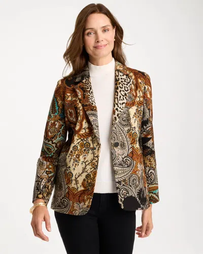 Chico's Artisanal Print Ponte Blazer In Black