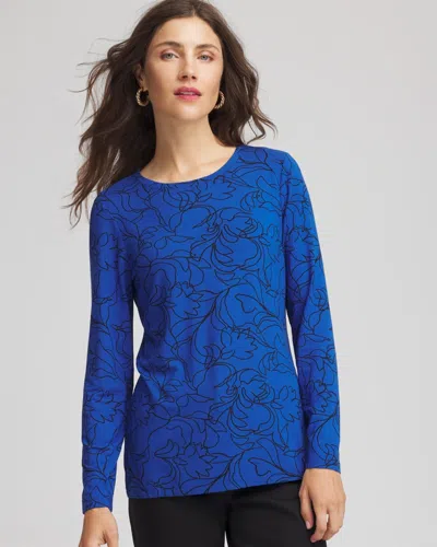 Chico's Artisanal Touch Of Cool Layering Tee In Cobalt Stone In Multi