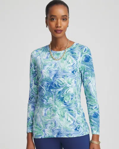 Chico's Artisanal Touch Of Cool Layering Tee In Palest Blue